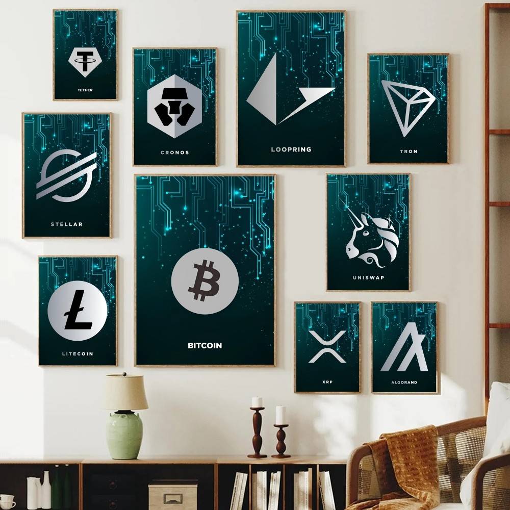 Office And Tech - Poster Simbol Kripto Sirkuit Teknologi Logo