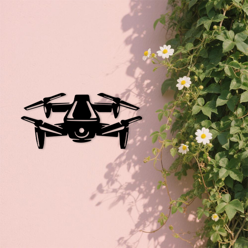 Office And Tech - Seni Dinding Logam Siluet Drone 2D,