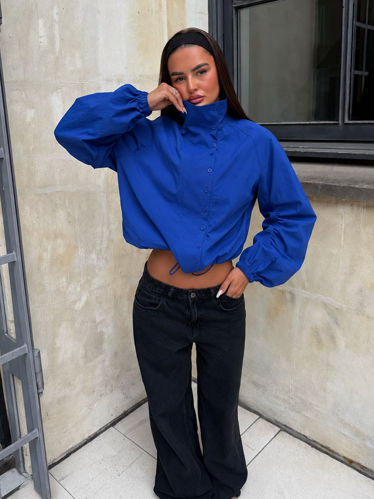 Office Tech Jacket - Jaket Ringan Biru HH Fashion Untuk