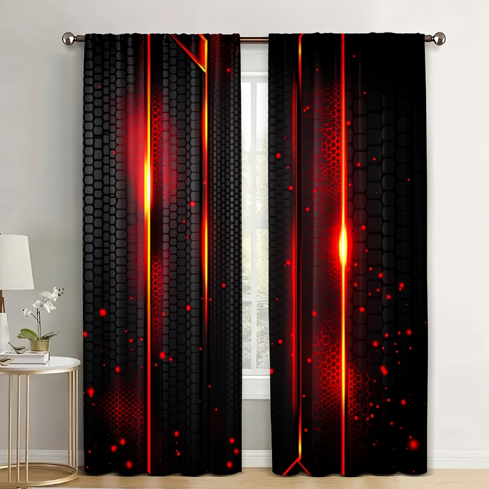 2pcs Tirai Lava Hitam Merah Mo - Office And Tech ulasan dan harga