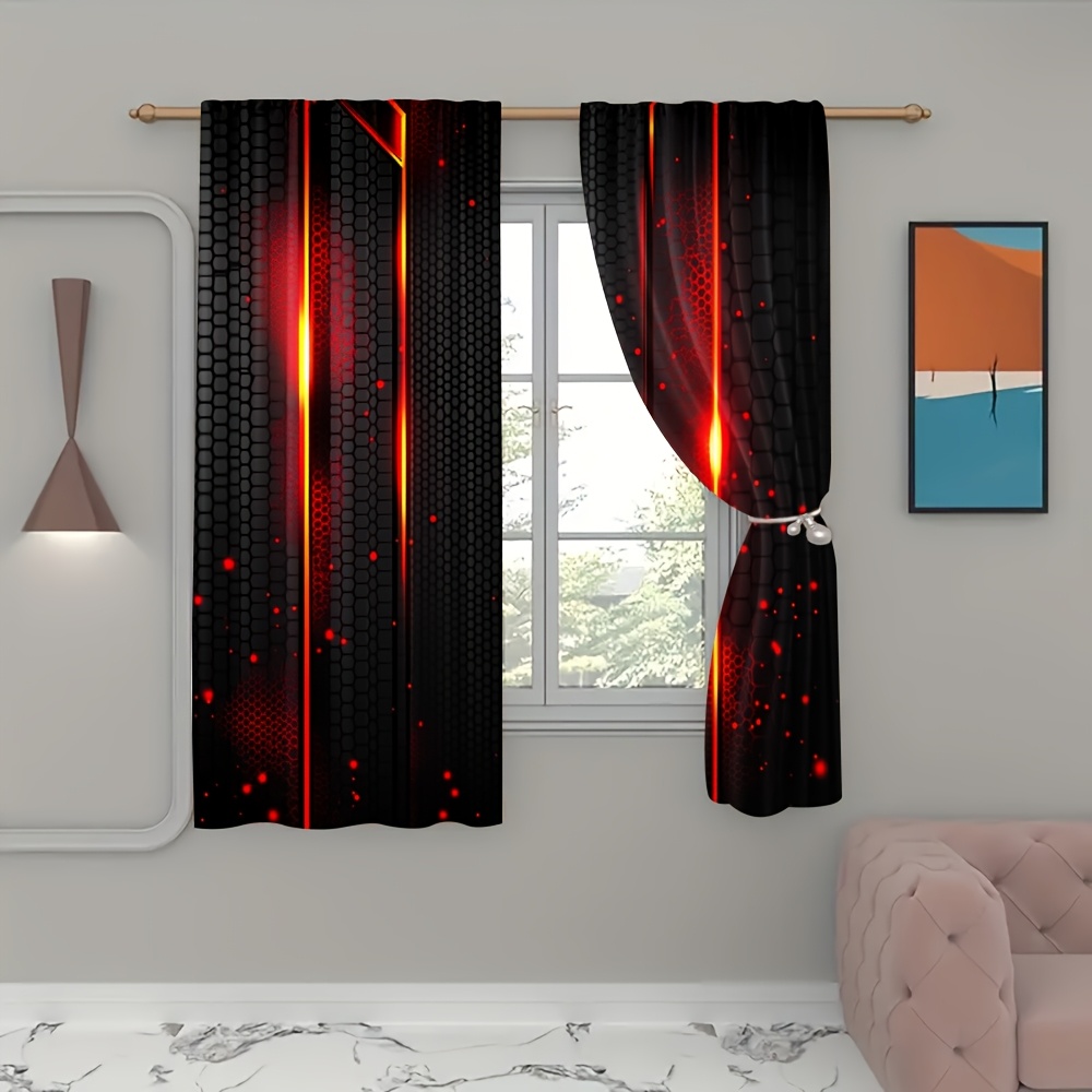 2pcs Tirai Lava Hitam Merah Mo - Office And Tech ulasan dan harga